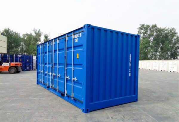Contenedor de envío de 20′ con apertura lateral IICL6, 602 512-8 Azul